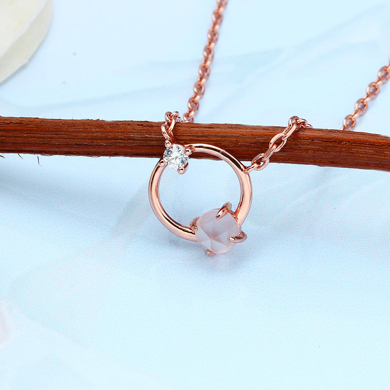 Blush Halo Rose Quartz Necklace