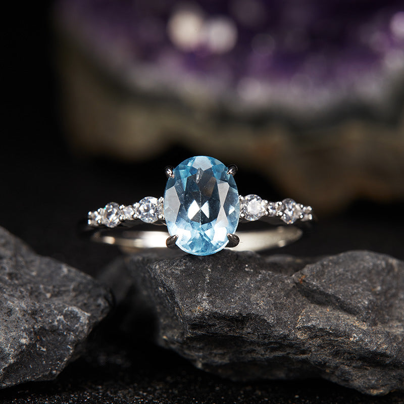 Aurora Oval Gemstone Open Ring