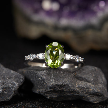 Aurora Oval Gemstone Open Ring