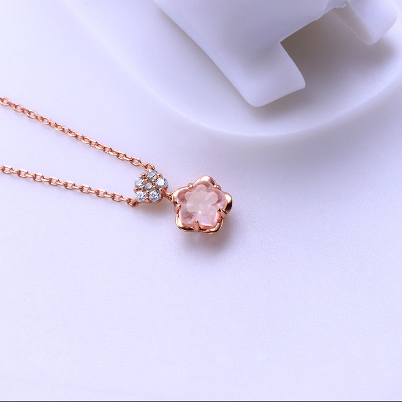 Blossom Rose Quartz Zircon Necklace