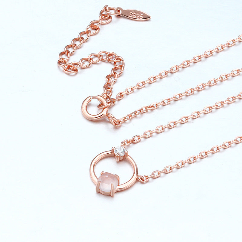 Blush Halo Rose Quartz Necklace