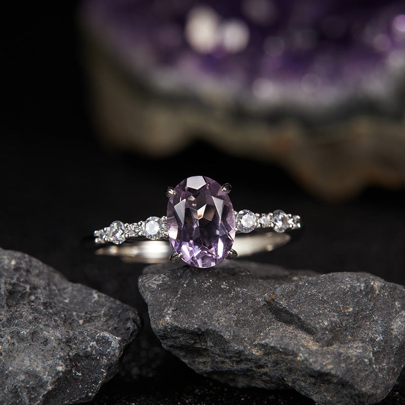 Aurora Oval Gemstone Open Ring