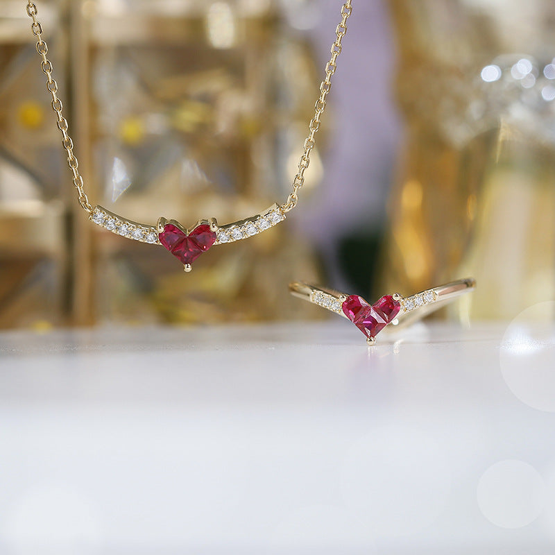 Crimson Heart Floating Ruby Necklace