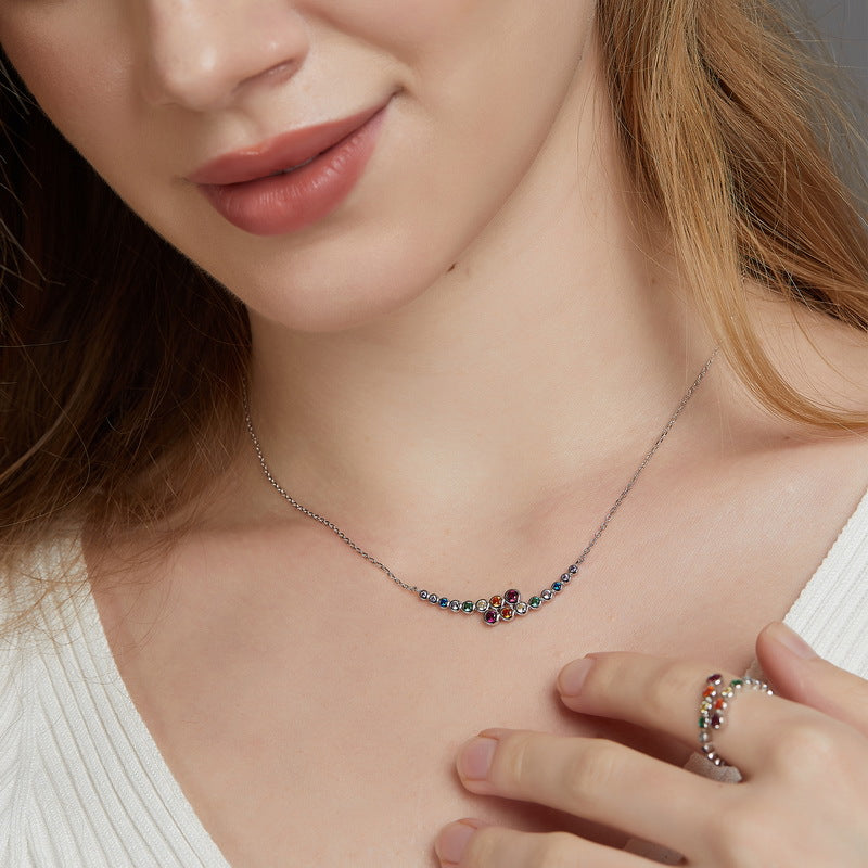 Rainbow Sparkle S925 Sterling Silver Necklace