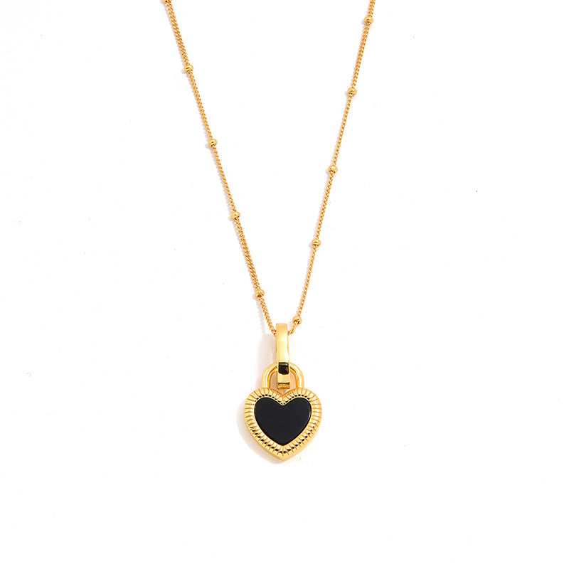 Dual Love Onyx & Pearl Heart Necklace