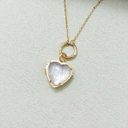 Rose Quartz Heart Locket Pendant Necklace