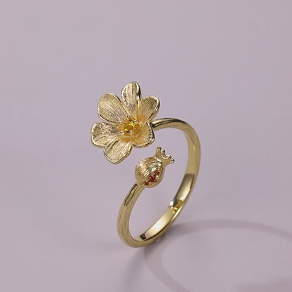 Twelve Flower Deity Ring – Pomegranate Flower (May)