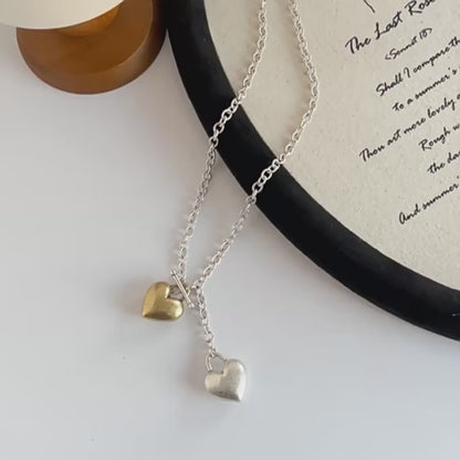 Cathy Gold and Silver Two-Tone Heart Pendant Necklace